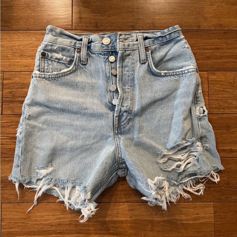 Agolde Riley Long Denim Shorts